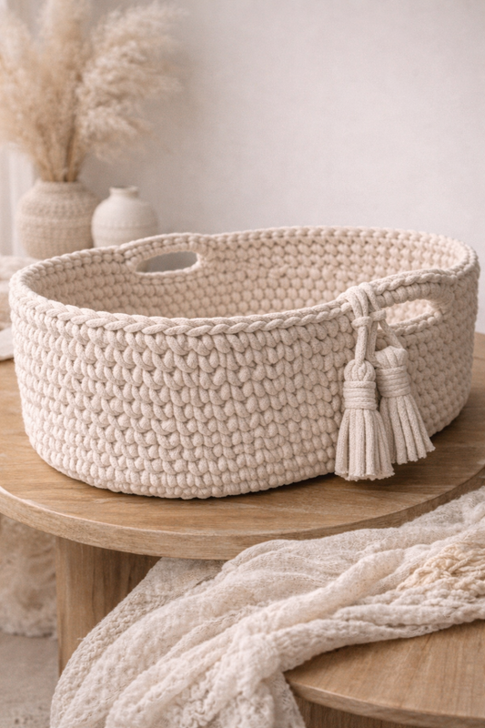 Handcrafted Heirloom Moses Basket | Portable Baby Lounger
