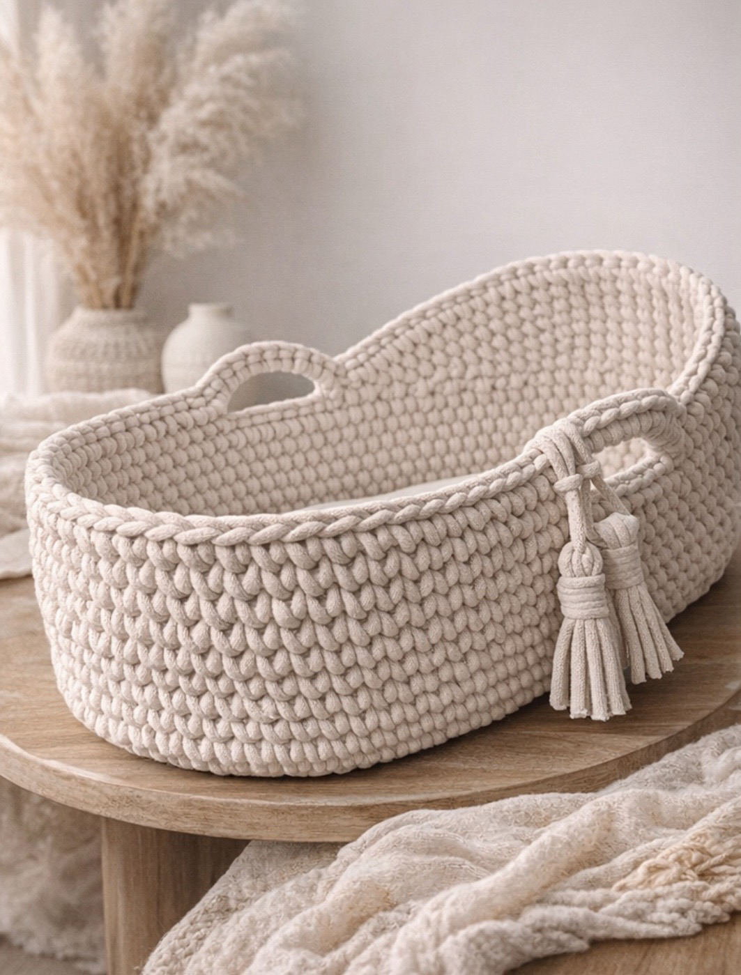 Handcrafted Heirloom Moses Basket | Portable Baby Lounger